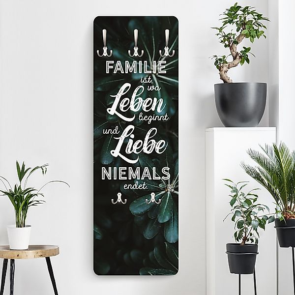 Wandgarderobe Holzpaneel Tropical - Familie ist günstig online kaufen