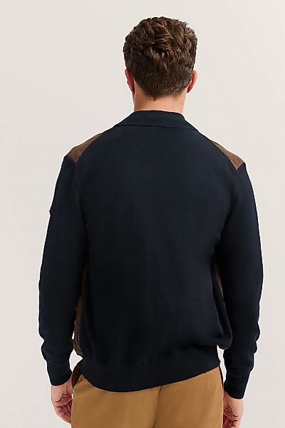 bugatti Strickjacke "Regular Fit", mit Velour-Front & Stehkragen günstig online kaufen