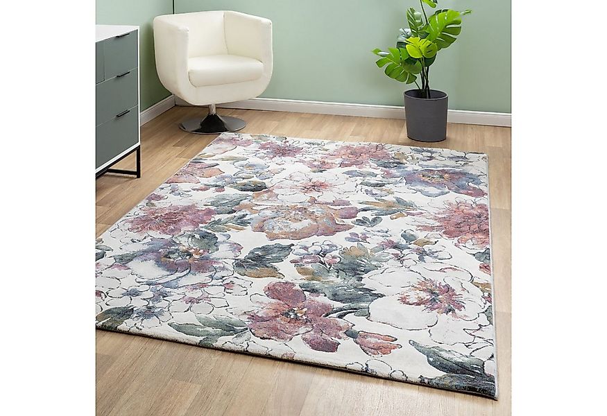 Steffensmeier Teppich Lauro - Blumen, Rechteckig, Kurzflor Teppich, Wohnzim günstig online kaufen