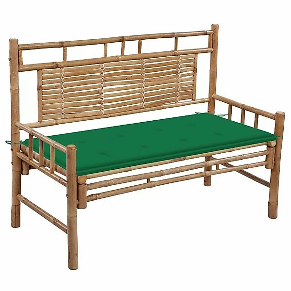 furnicato Gartenbank mit Auflage 120 cm Bambus günstig online kaufen