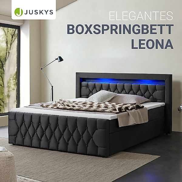 Juskys Polsterbett Leona, 180x200 cm, Boxspringbett-Optik, günstig online kaufen