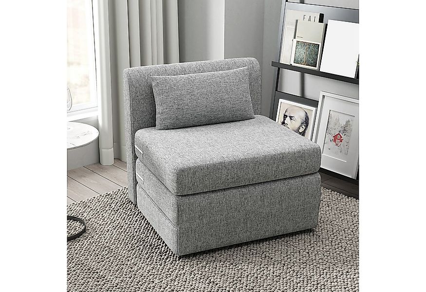 HOMCOM Sitzkissen 2-in-1 Klappbar Schlafsofa mit Leinenoptik, für Wohnzimme günstig online kaufen