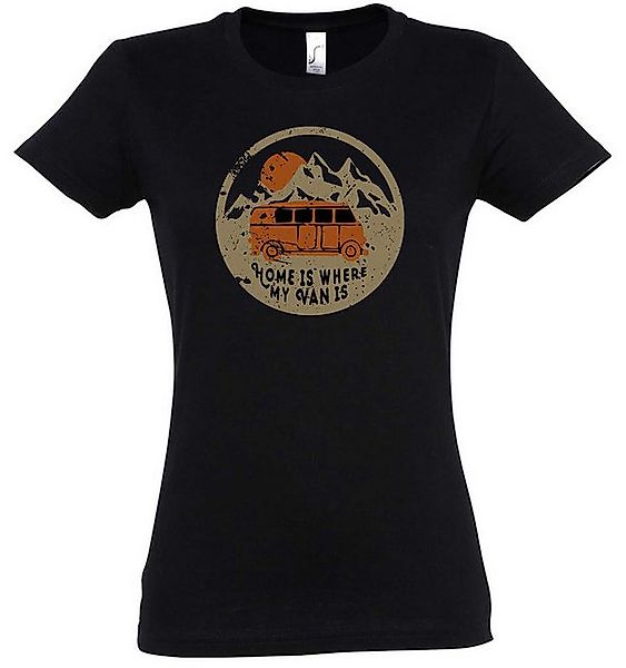 Urban Backwoods Print-Shirt Home Is Where My Van Is Damen T-Shirt Campen Ca günstig online kaufen