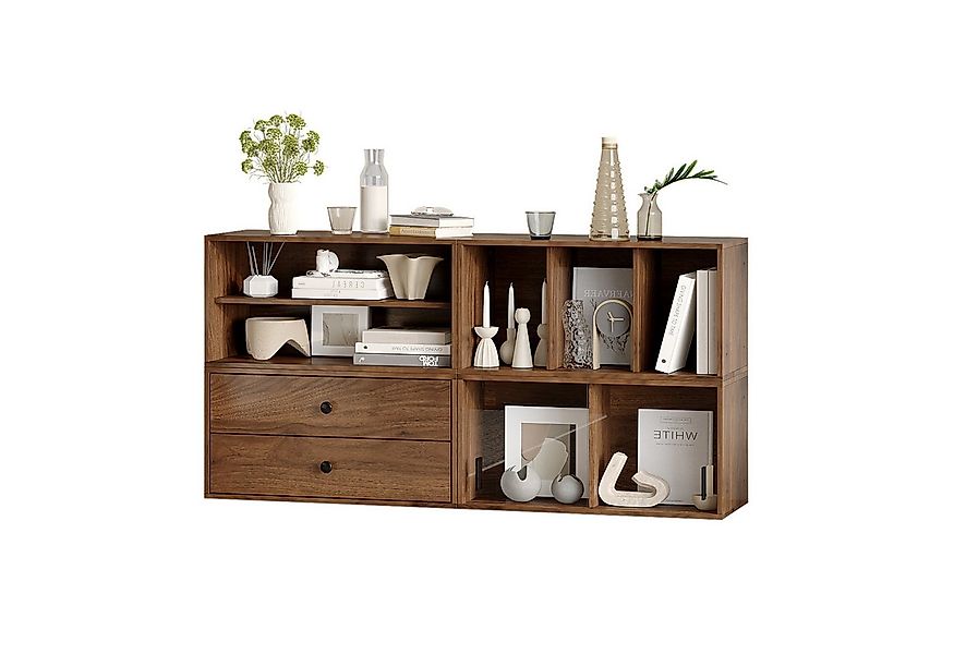 FUFU&GAGA Nachttisch Modularer Nachttisch mit Schubladen, Braun, MDF, 60×28 günstig online kaufen