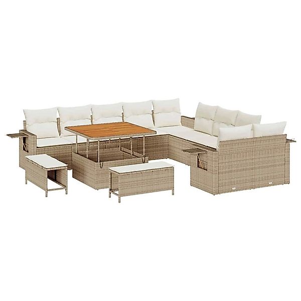 vidaXL Garten-Sofa-Set 13-Tlg Beige Poly Rattan 3361796 günstig online kaufen