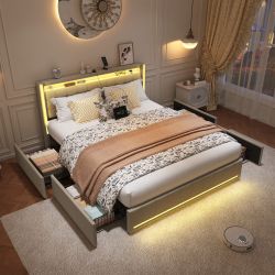 PXloue Polsterbett LED Doppelbett 140x200cm mit günstig online kaufen