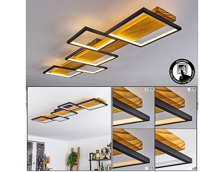 hofstein Deckenleuchte »Palermo« dimmbare Deckenlampe, Metall/Holz/Kunststo günstig online kaufen