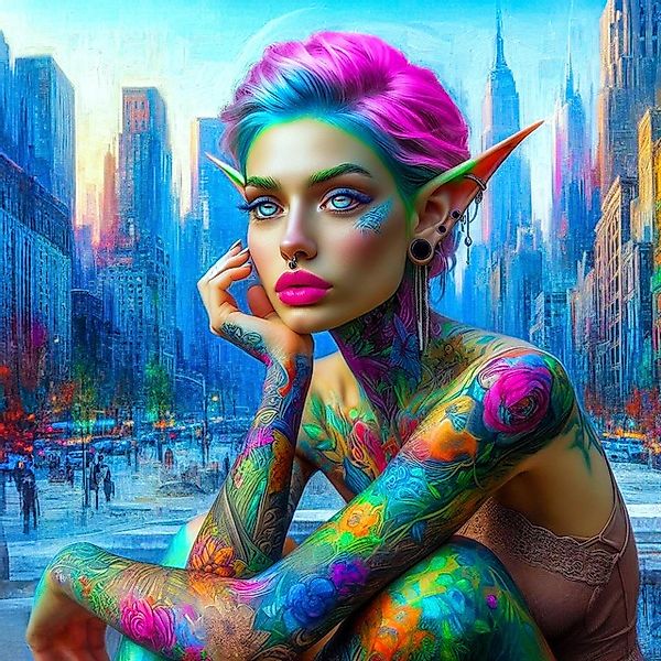 queence Acrylglasbild »Stadtelfen - Katharina Kolenda«, Frau-Fantasy-Amerik günstig online kaufen