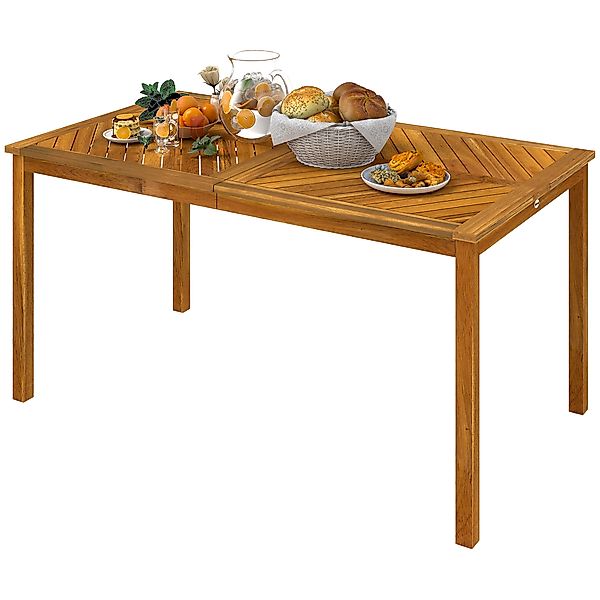 Outsunny Gartentisch klappbar 150x85cm, Wetterfest Balkontisch aus Holz, 6 günstig online kaufen