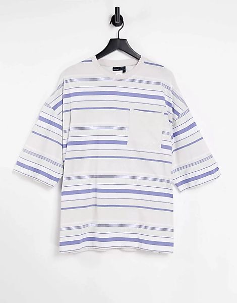 ASOS Daysocial – Gestreiftes Oversize-T-Shirt mit Brusttasche und Logostick günstig online kaufen