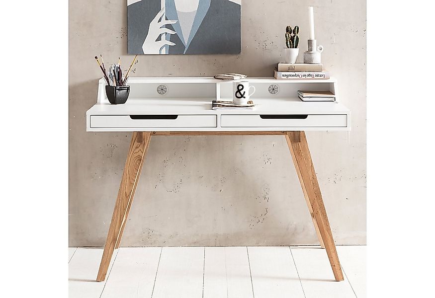 FINEBUY Schreibtisch FB45841 110x85x60 cm MDF weiß Arbeitstisch Laptoptisch günstig online kaufen