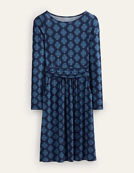 Abigail Jersey-Kleid Damen Boden, Französisches Marineblau, Mosaik günstig online kaufen