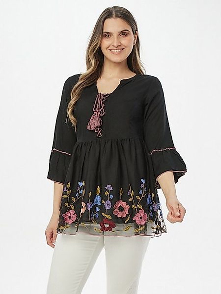 Body Needs Tunika Longbluse Figurumspielend mit Blumenstickerei günstig online kaufen