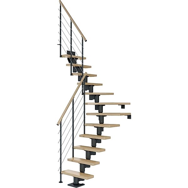 Dolle Mittelholmtreppe Dublin Ahorn Anthrazit GH bis 337 cm 1/4 Gewendelt 6 günstig online kaufen