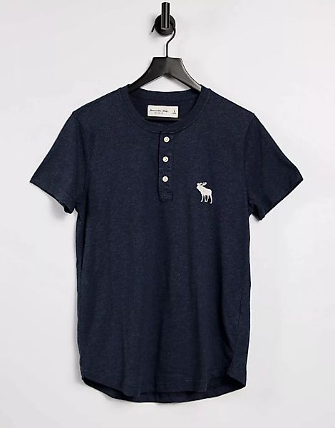 Abercrombie & Fitch – Exploded Icon – Henley-T-Shirt in Blau günstig online kaufen