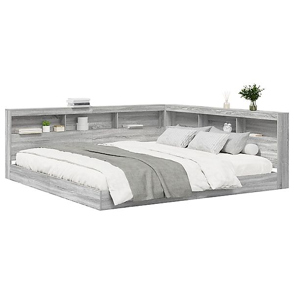 vidaXL Bett Bücherregal Bett Grau Sonoma günstig online kaufen