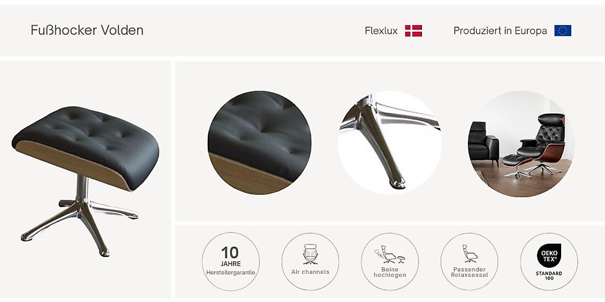 FLEXLUX Fußhocker "Volden Beinstütze, pflegeleicht, skandinavisches Design, günstig online kaufen