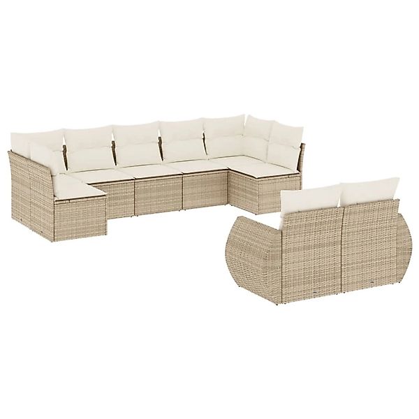 vidaXL 9-Tlg Garten-Sofagarnitur mit Kissen Beige Poly Rattan 3254155 günstig online kaufen