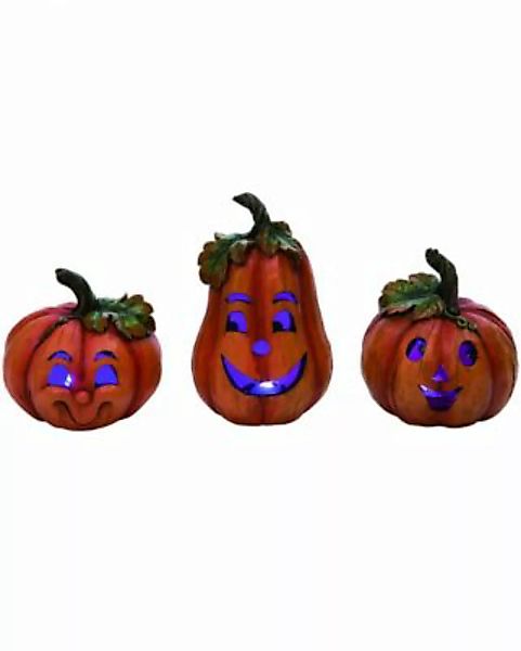 3er Set Halloween Kürbis Figuren in Holzoptik als Dekoration Partydeko oran günstig online kaufen