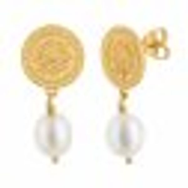 Ohrstecker 925 Silber vergoldet Münze Sonne Perle günstig online kaufen