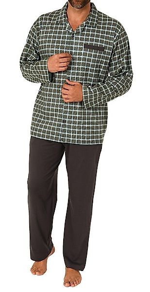 Normann Pyjama Herren Pyjama zum durchknöpfen in Karo Optik - auch in Überg günstig online kaufen
