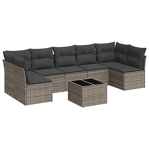 vidaXL 8-Tlg Garten-Sofagarnitur mit Kissen Grau Poly Rattan 3217440 günstig online kaufen