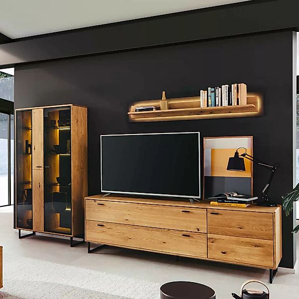 TV Wohnwand Wildeiche hochwertiges Material modernem Design (dreiteilig) günstig online kaufen