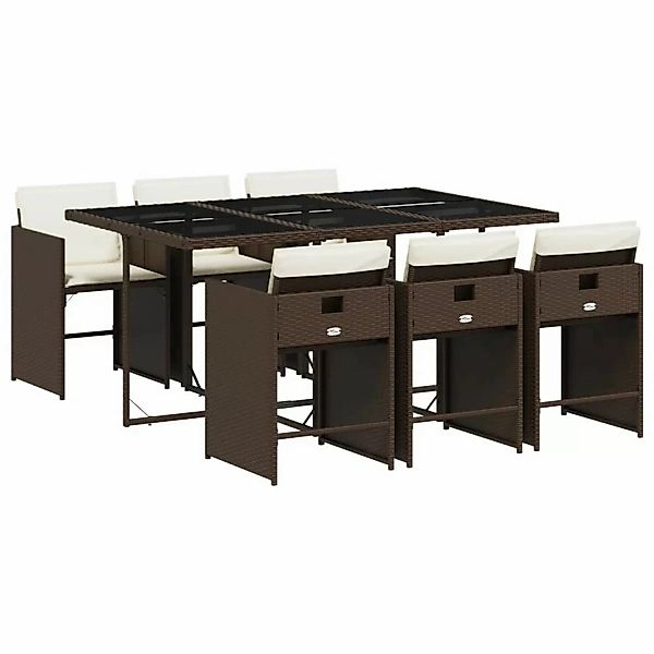 vidaXL 7-tlg Garten-Essgruppe mit Kissen Braun Poly Rattan Modell 25 günstig online kaufen