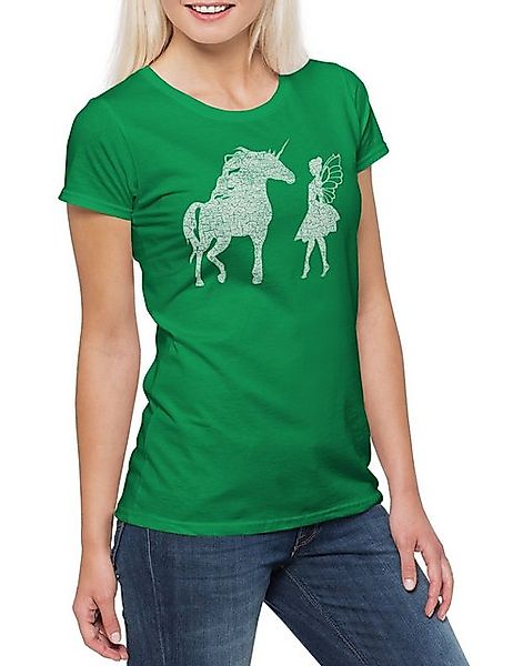 Urban Backwoods Print-Shirt Unicorn Meets Fairy Damen T-Shirt Einhorn Regen günstig online kaufen