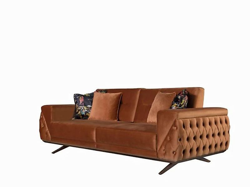 Xlmoebel 3-Sitzer Braune Chesterfield 3-Sitzer Couch aus für Wohnzimmer, 1 günstig online kaufen