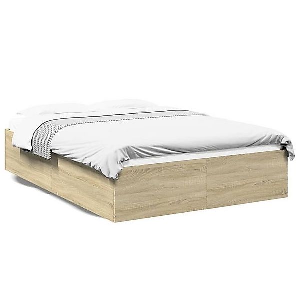 vidaXL Bett Bettgestell Sonoma-Eiche 120x200 cm Holzwerkstoff günstig online kaufen