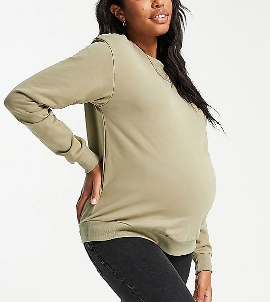 ASOS DESIGN Maternity – Ultimate –Sweatshirt in Khaki-Grün günstig online kaufen