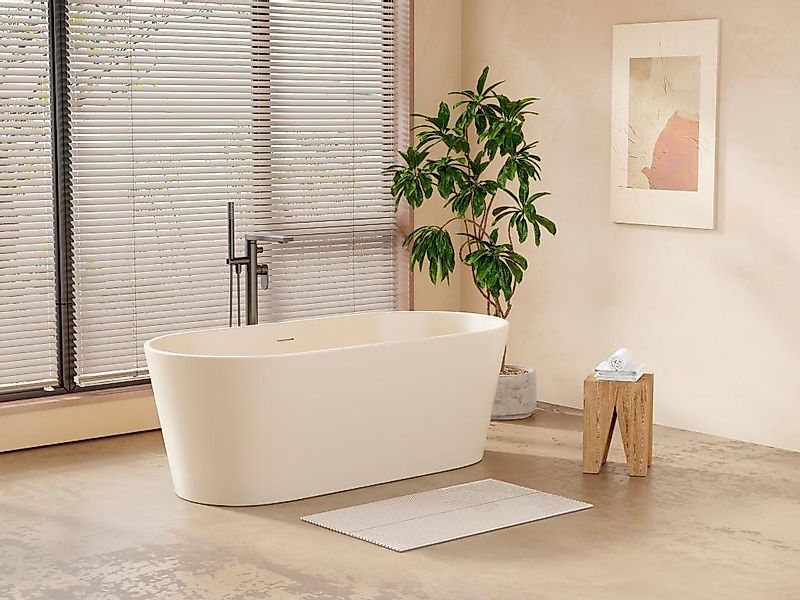 Freistehende Badewanne oval - 255 L - 159 x 74 x 56 cm - Beige matt - Acryl günstig online kaufen