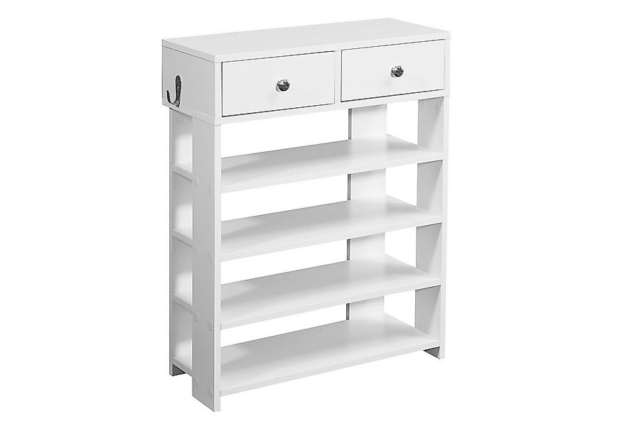 FINEBUY Schuhregal FB54437, 60 x 79 x 24 cm, Flurregal Weiß Modern, Standre günstig online kaufen