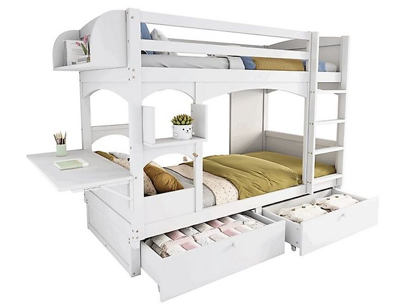 SeedWave Etagenbett Kinderbett mit Klappbarer Schreibtisch, Etagenbett 90x2 günstig online kaufen