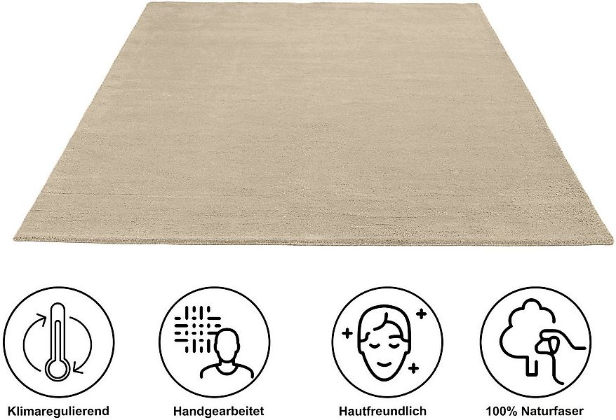 my home Wollteppich Gabbo Natur, Handgefertigt, Teppich, reine Wolle, melie günstig online kaufen