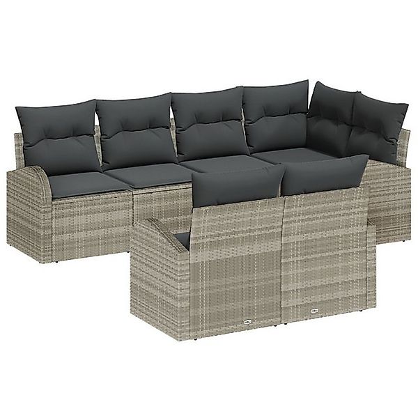 vidaXL Loungesofa Garten-Sofa-Set 7-teilig Hellgrau Rattan Garten-Sofa-Set, günstig online kaufen