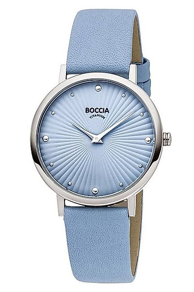Boccia Quarzuhr Titan mit Lederband Hellblau günstig online kaufen