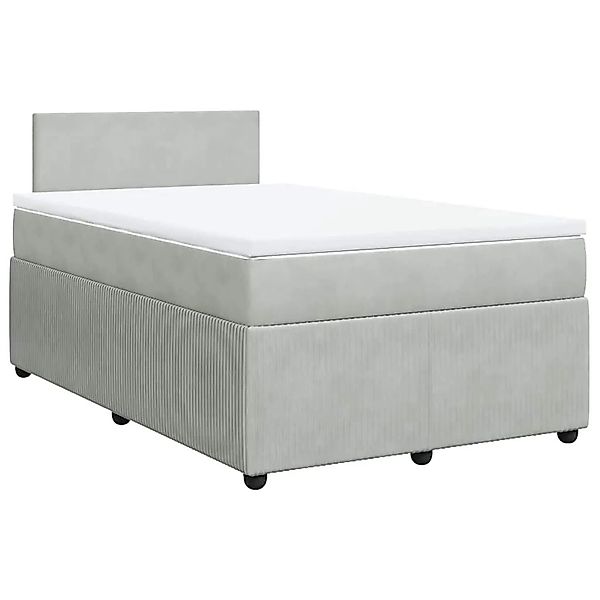 vidaXL Boxspringbett mit Matratze Hellgrau 120x200 cm Samt 3287704 günstig online kaufen