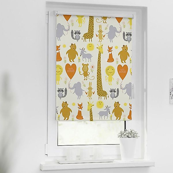 Verdunkelungsrollo Cute Animals gelb B/L: ca. 90x150 cm günstig online kaufen