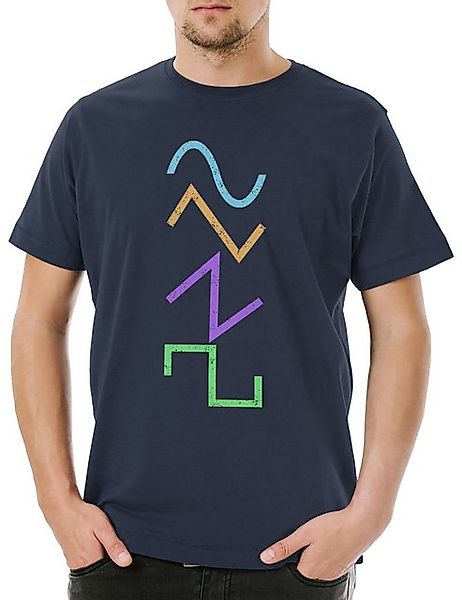 Urban Backwoods Print-Shirt Waves Herren T-Shirt Synthesizer Electro Techno günstig online kaufen