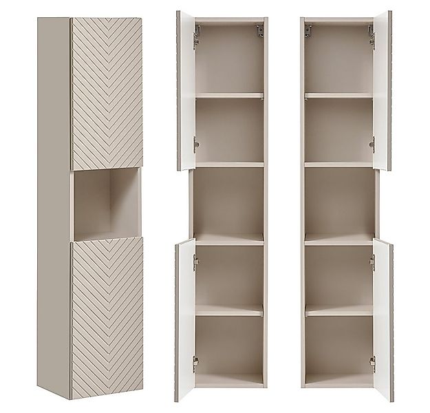 Lomadox Hochschrank VERACRUZ-56 Badschrank, kaschmir, gerillte Front, griff günstig online kaufen