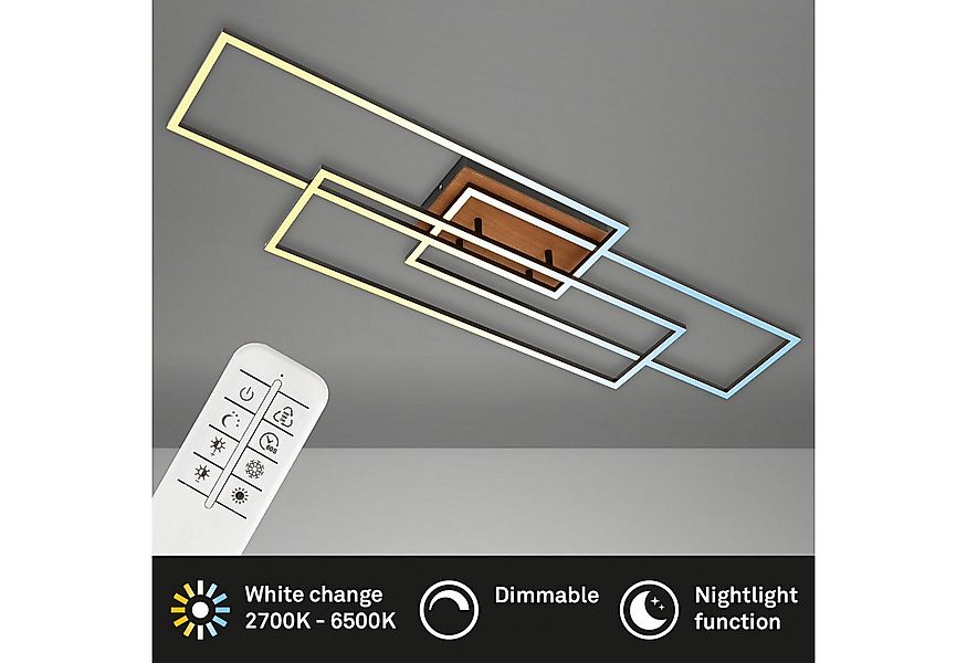 Briloner Leuchten LED Deckenleuchte CCT LED Deckenleuchte, schwarz, Holz, L günstig online kaufen