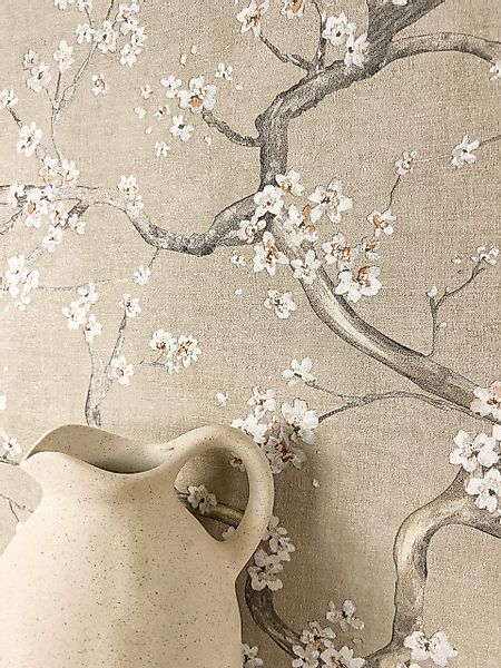 Newroom Vliestapete, Beige Tapete Floral Kirschblüten günstig online kaufen