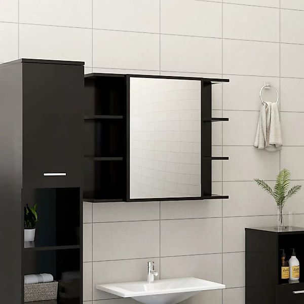 Bad-spiegelschrank Schwarz 80x20,5x64 Cm Spanplatte günstig online kaufen