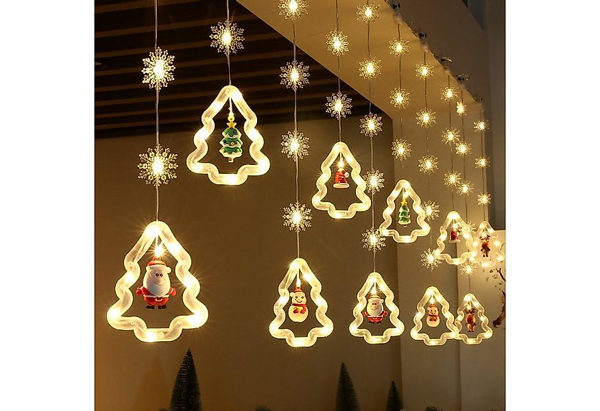 Rosnek LED-Lichtervorhang 3M, Schneeflocke, 8 Glitzermodi, für Weihnachtspa günstig online kaufen