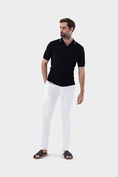 Poloshirt mit V-Neck und Jacquard Karomuster günstig online kaufen