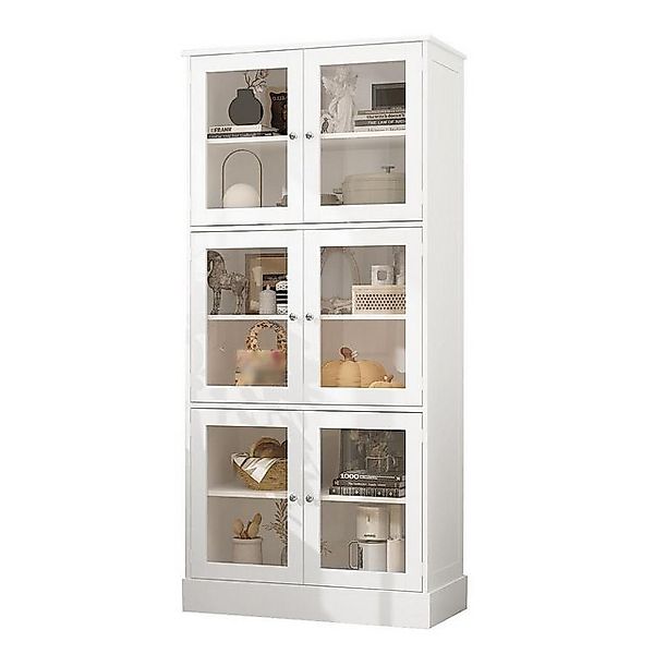 FUFU&GAGA Küchenbuffet 180*80*40cm, MDF+Glas, Weiß günstig online kaufen