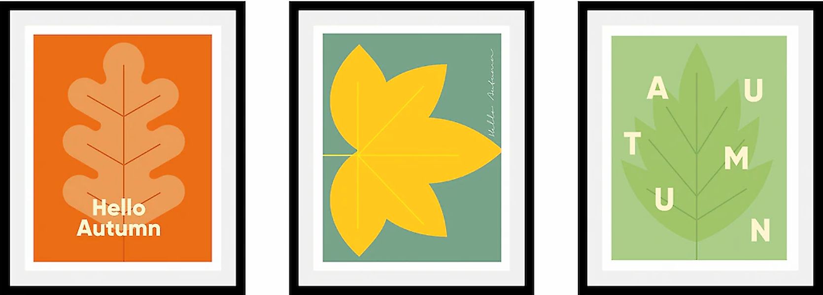queence Bild "Set Autumn", Abstrakt-Schriftzug-Schriftzüge-Pflanzen-Pflanze günstig online kaufen