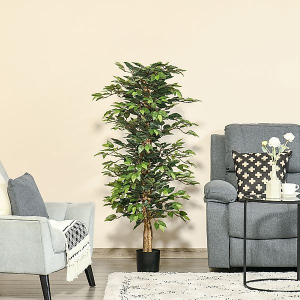 HOMCOM künstlicher Ficus-Baum Dekorative Kunstpflanze 150 cm für Innen und günstig online kaufen